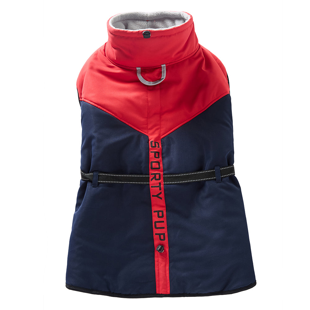 Sporty Belted Dog Coat with Fleece Lining