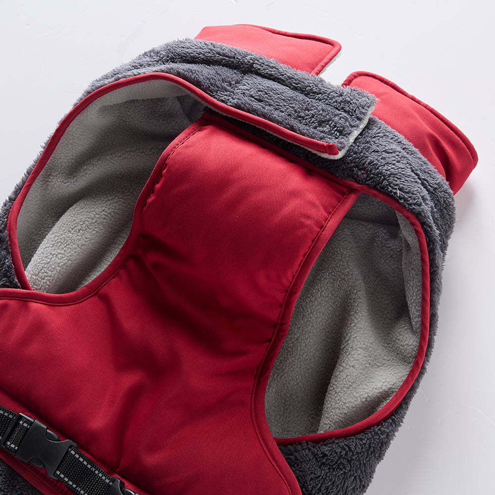 Cozy Pocket Dog Coat with Fleece Panels