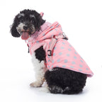 Polka Dot Hooded Dog Raincoat with Built‑in Harness