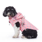 Polka Dot Hooded Dog Raincoat with Built‑in Harness
