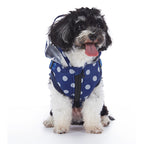 Polka Dot Hooded Dog Raincoat with Built‑in Harness