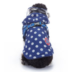 Polka Dot Hooded Dog Raincoat with Built‑in Harness