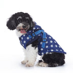 Polka Dot Hooded Dog Raincoat with Built‑in Harness