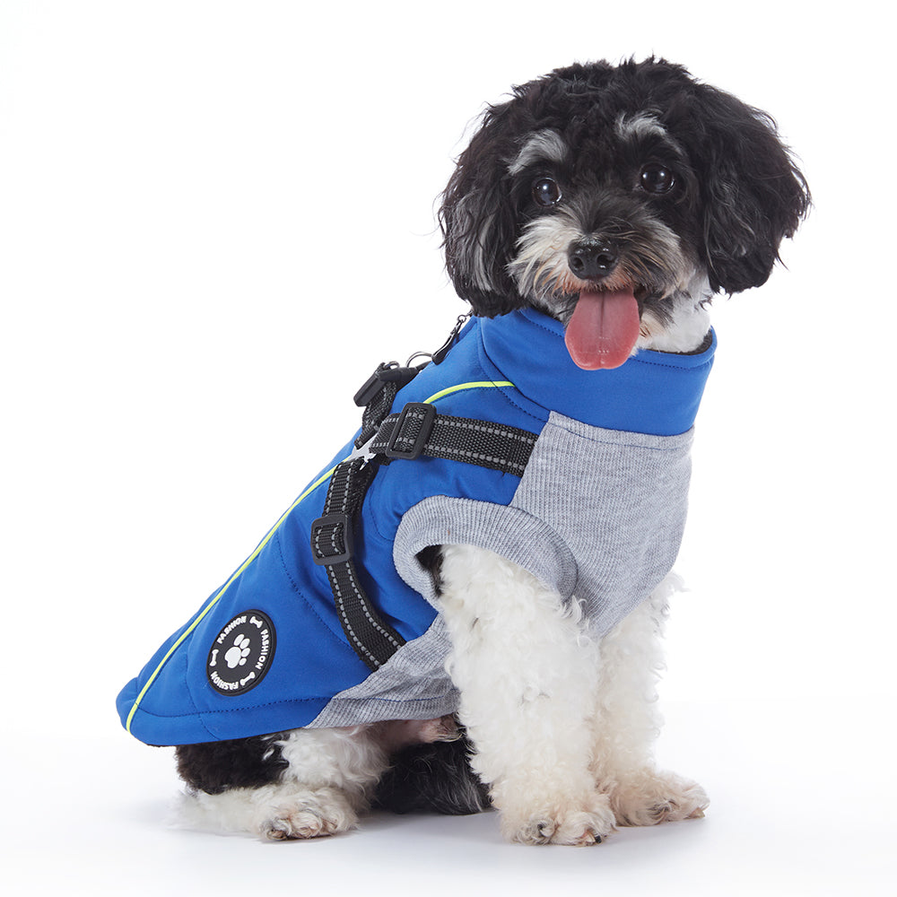 Reflective Piped Built‑in Harness Dog Vest