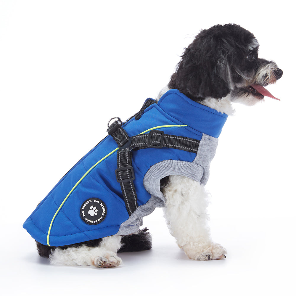 Reflective Piped Built‑in Harness Dog Vest