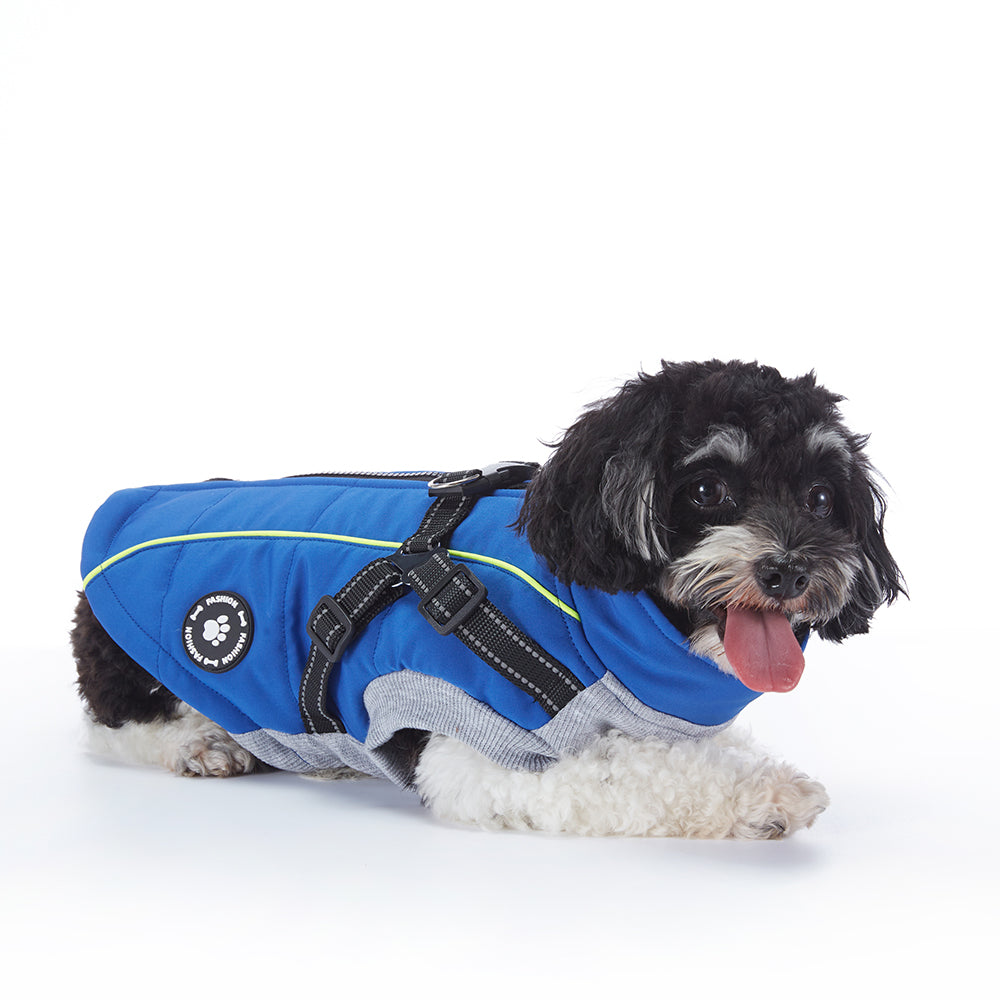 Reflective Piped Built‑in Harness Dog Vest