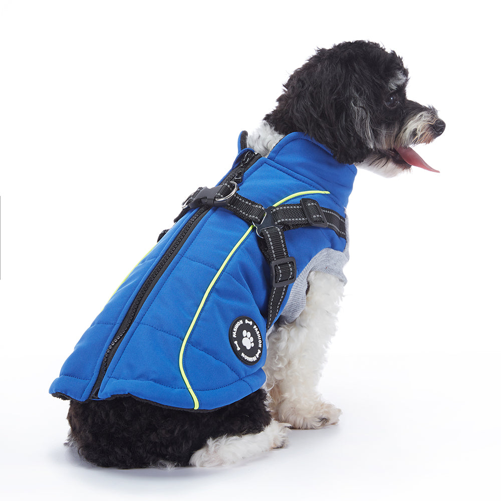 Reflective Piped Built‑in Harness Dog Vest