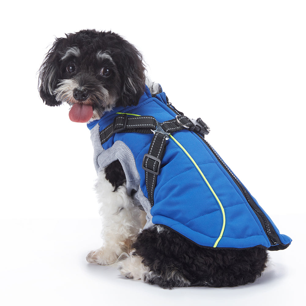Reflective Piped Built‑in Harness Dog Vest