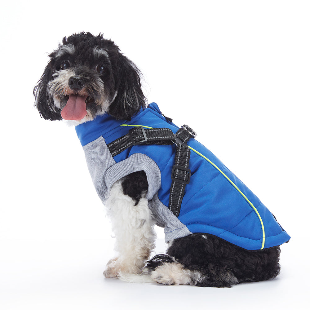 Reflective Piped Built‑in Harness Dog Vest