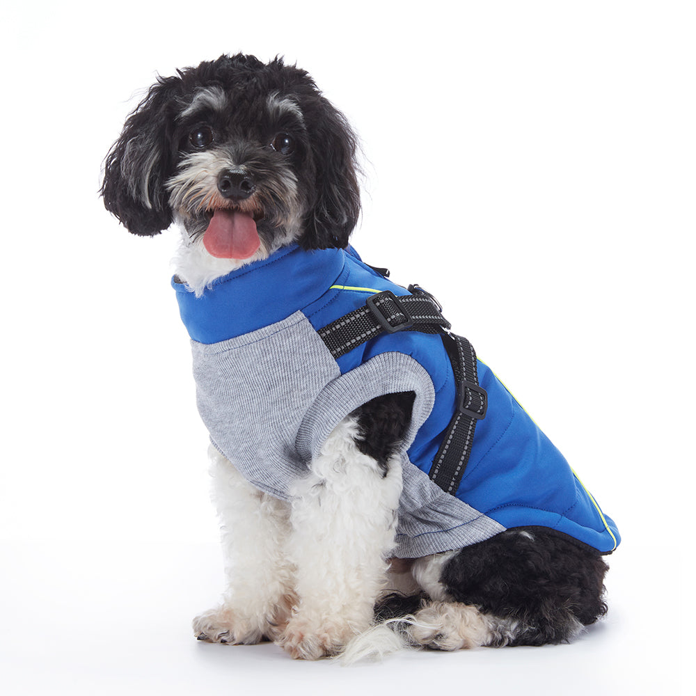 Reflective Piped Built‑in Harness Dog Vest