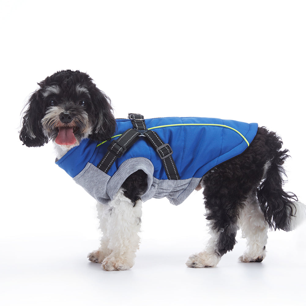 Reflective Piped Built‑in Harness Dog Vest