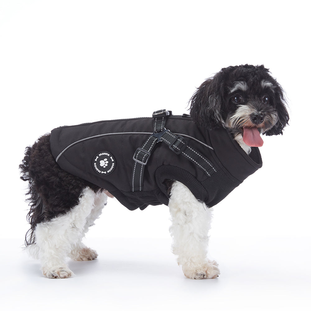 Reflective Piped Built‑in Harness Dog Vest
