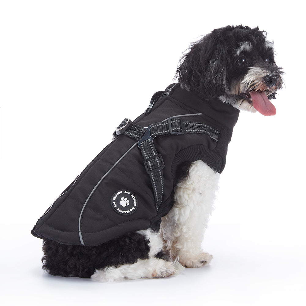 Reflective Piped Built‑in Harness Dog Vest