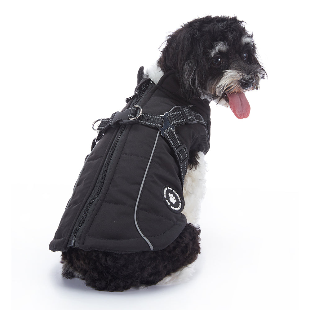 Reflective Piped Built‑in Harness Dog Vest
