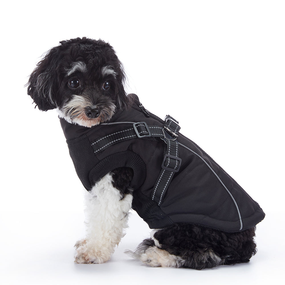 Reflective Piped Built‑in Harness Dog Vest