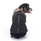 Leopard Faux‑Fur Collar Harness Dog Vest