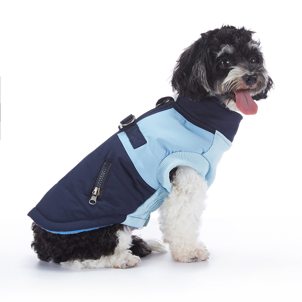Colorblock Harness Dog Puffer Jacket