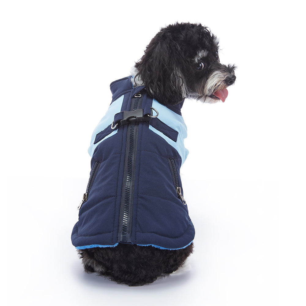 Colorblock Harness Dog Puffer Jacket