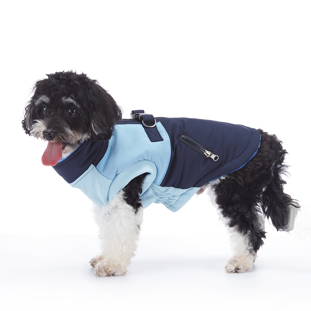 Colorblock Harness Dog Puffer Jacket