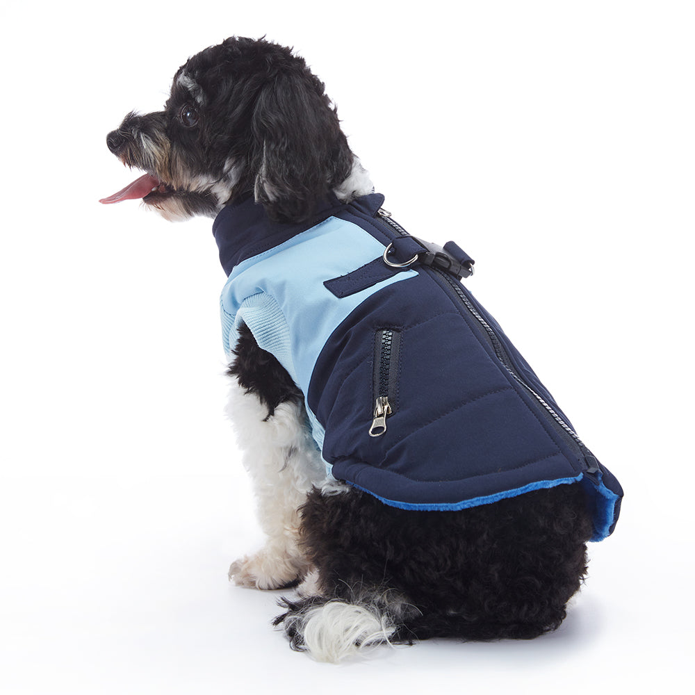 Colorblock Harness Dog Puffer Jacket