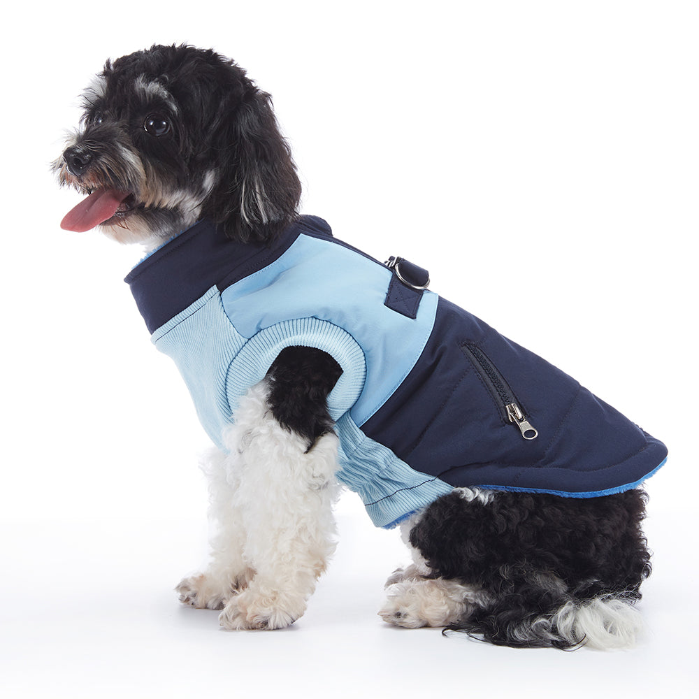 Colorblock Harness Dog Puffer Jacket
