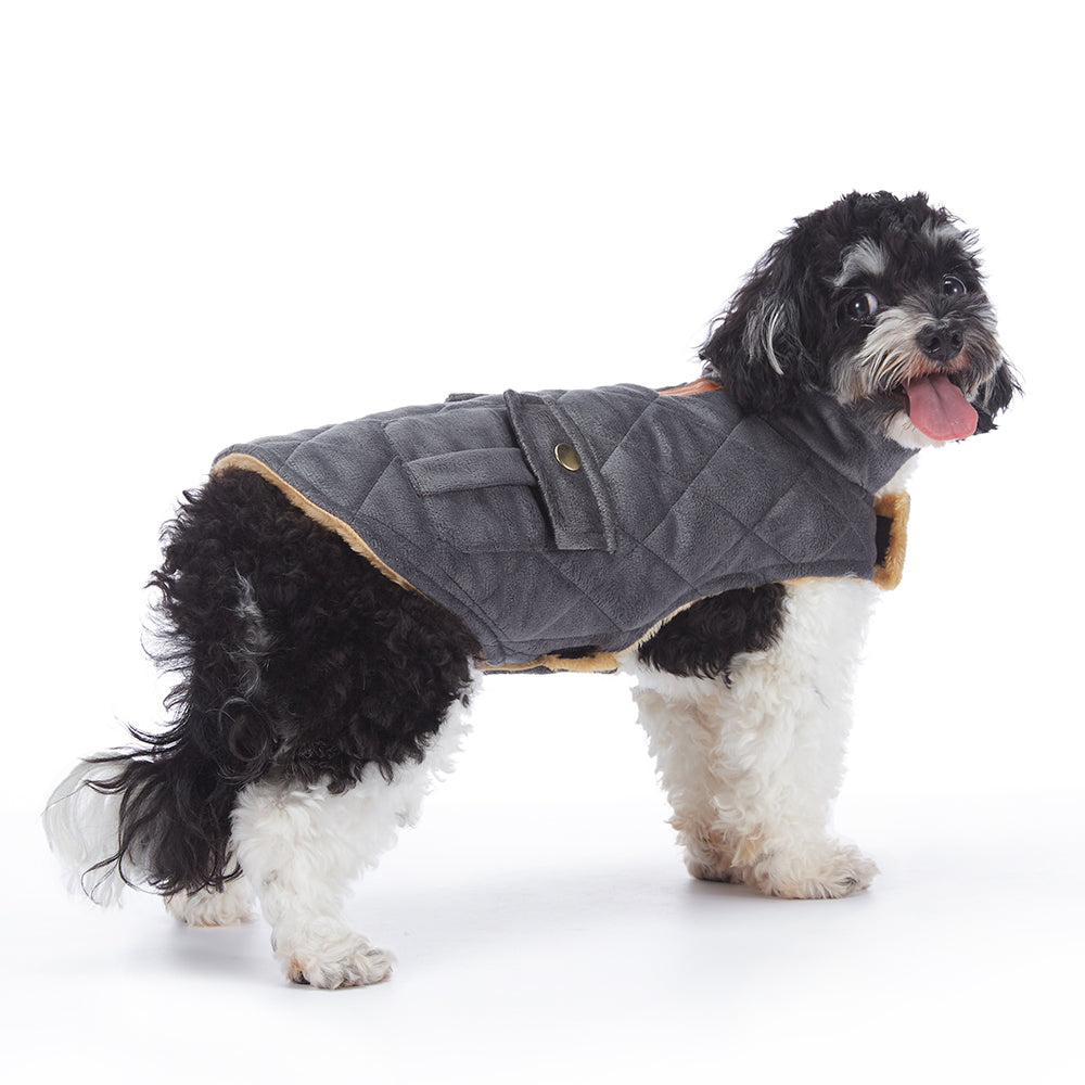 Quilted Plush Dog Jacket with Pockets