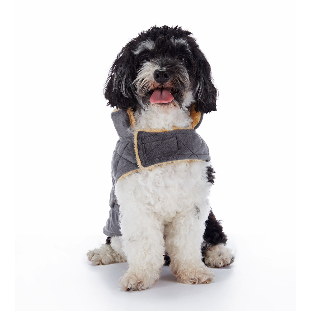 Quilted Plush Dog Jacket with Pockets