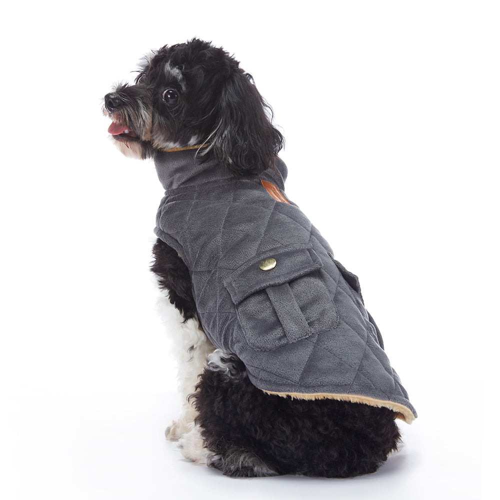 Quilted Plush Dog Jacket with Pockets