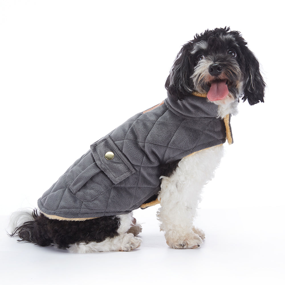 Quilted Plush Dog Jacket with Pockets