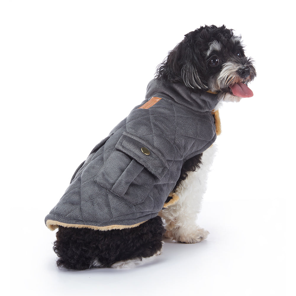 Quilted Plush Dog Jacket with Pockets