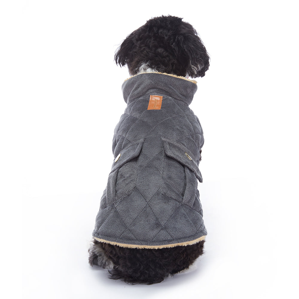 Quilted Plush Dog Jacket with Pockets