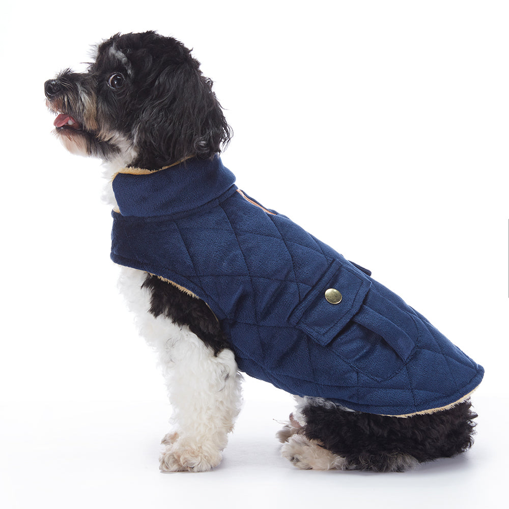 Quilted Plush Dog Jacket with Pockets