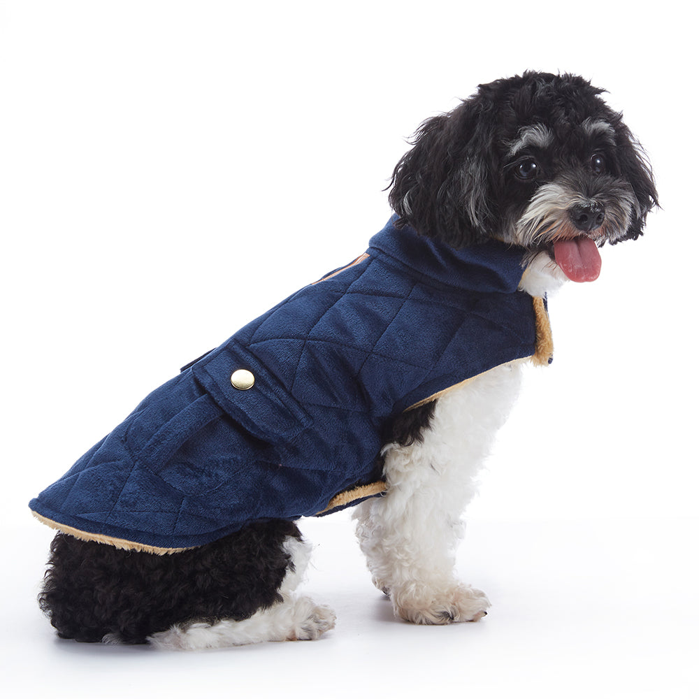 Quilted Plush Dog Jacket with Pockets