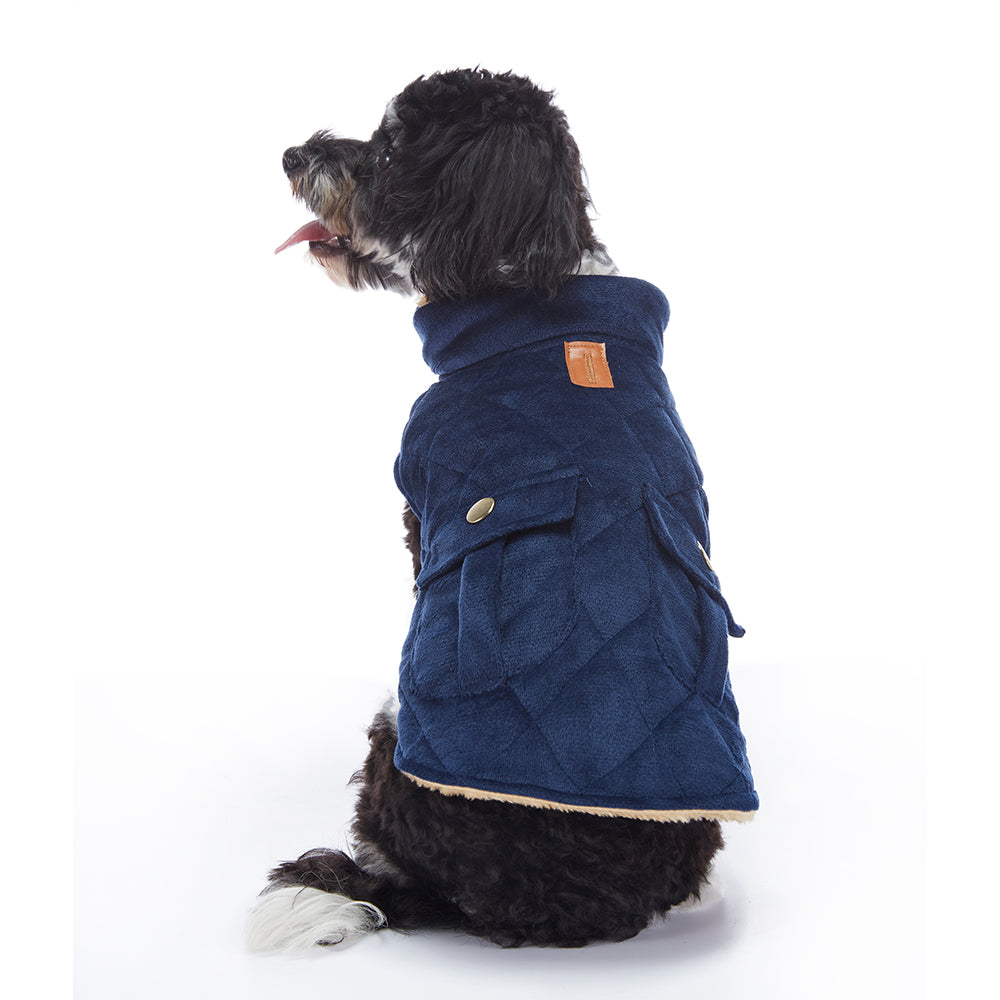 Quilted Plush Dog Jacket with Pockets