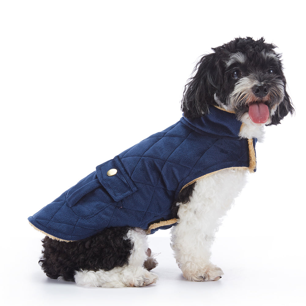 Quilted Plush Dog Jacket with Pockets