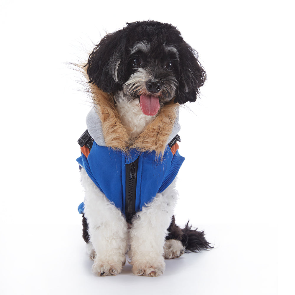 Faux‑Fur Trim Hooded Harness Dog Parka