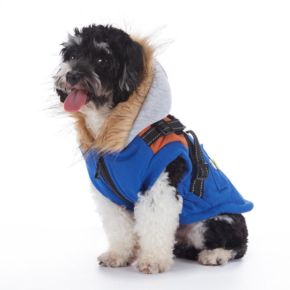 Faux‑Fur Trim Hooded Harness Dog Parka