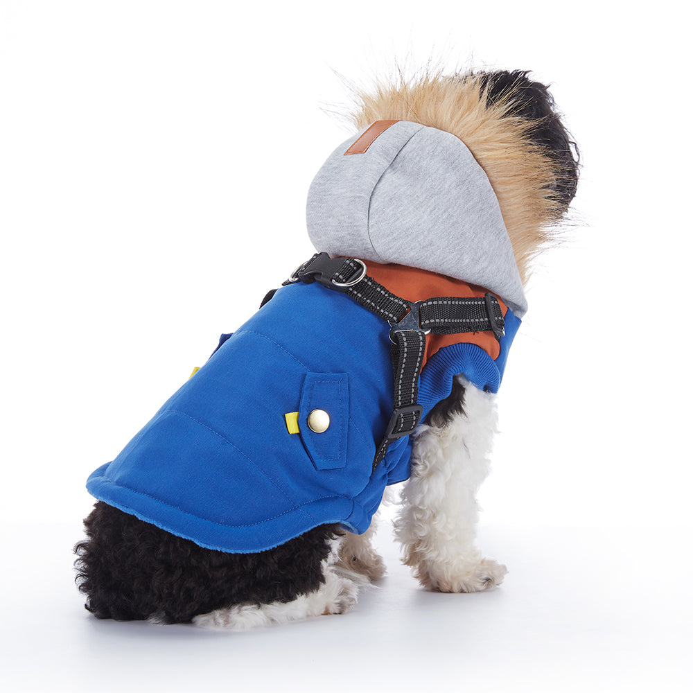 Faux‑Fur Trim Hooded Harness Dog Parka
