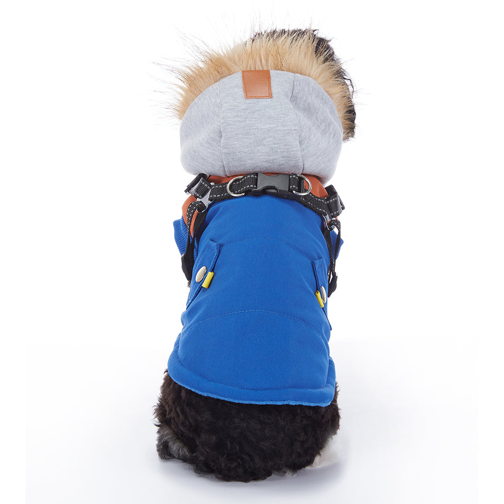 Faux‑Fur Trim Hooded Harness Dog Parka