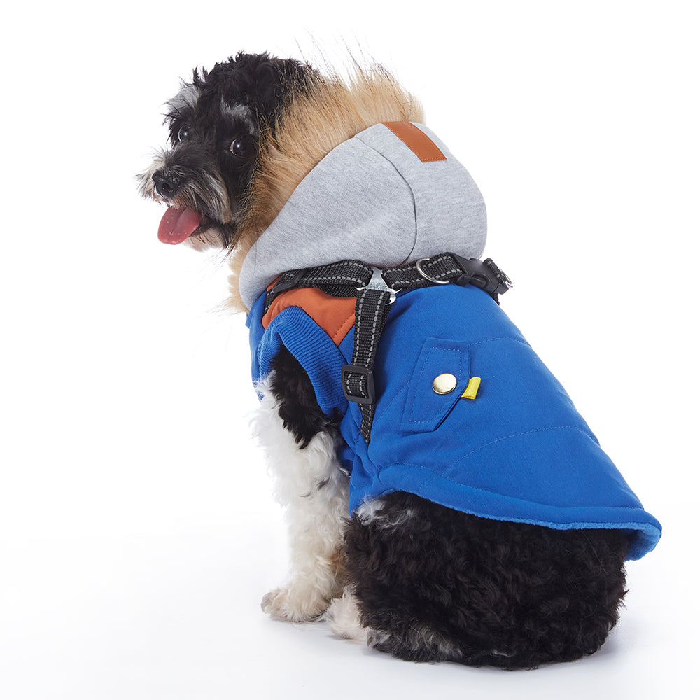 Faux‑Fur Trim Hooded Harness Dog Parka