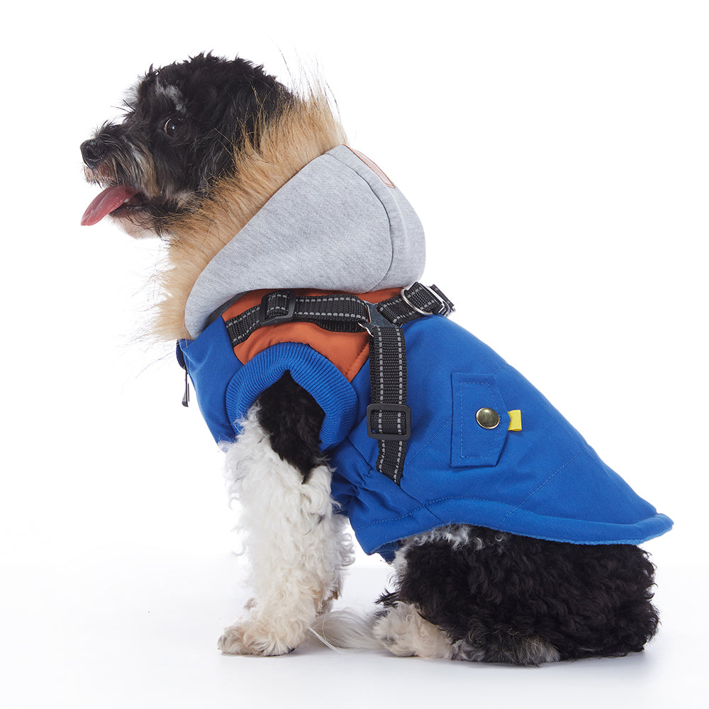 Faux‑Fur Trim Hooded Harness Dog Parka