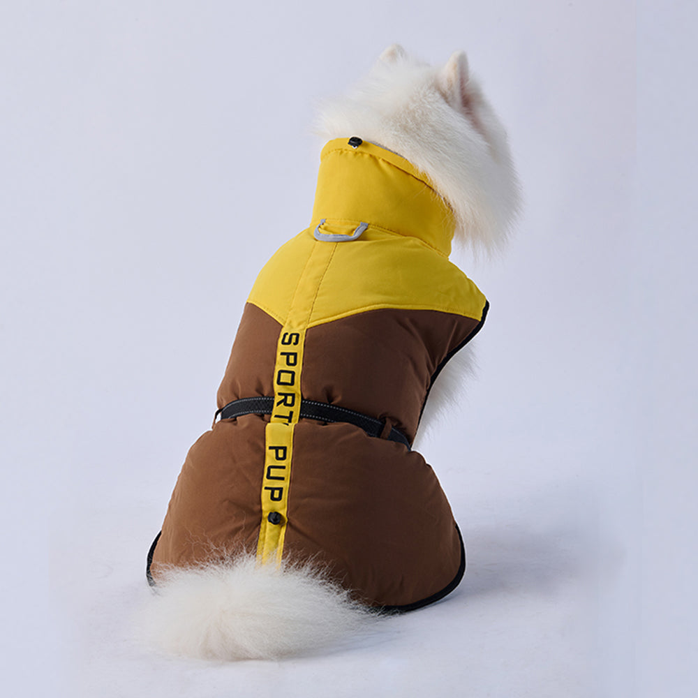 Sporty Belted Dog Coat with Fleece Lining
