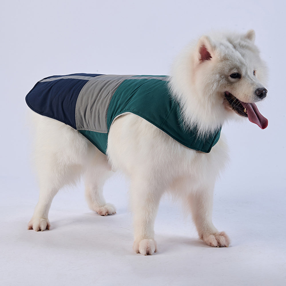 Colorblock Reflective Dog Coat with Fleece Lining