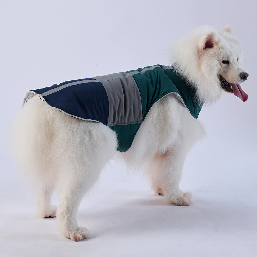 Colorblock Reflective Dog Coat with Fleece Lining