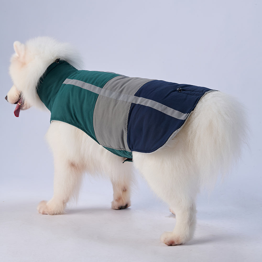 Colorblock Reflective Dog Coat with Fleece Lining