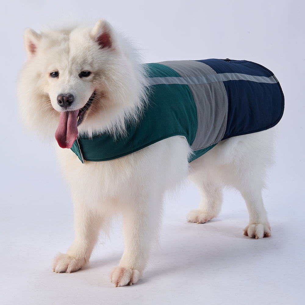 Colorblock Reflective Dog Coat with Fleece Lining