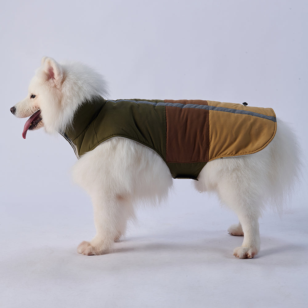 Colorblock Reflective Dog Coat with Fleece Lining