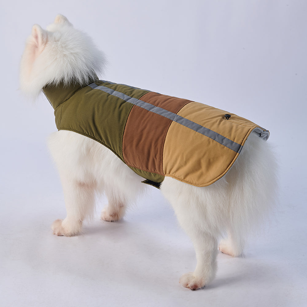 Colorblock Reflective Dog Coat with Fleece Lining