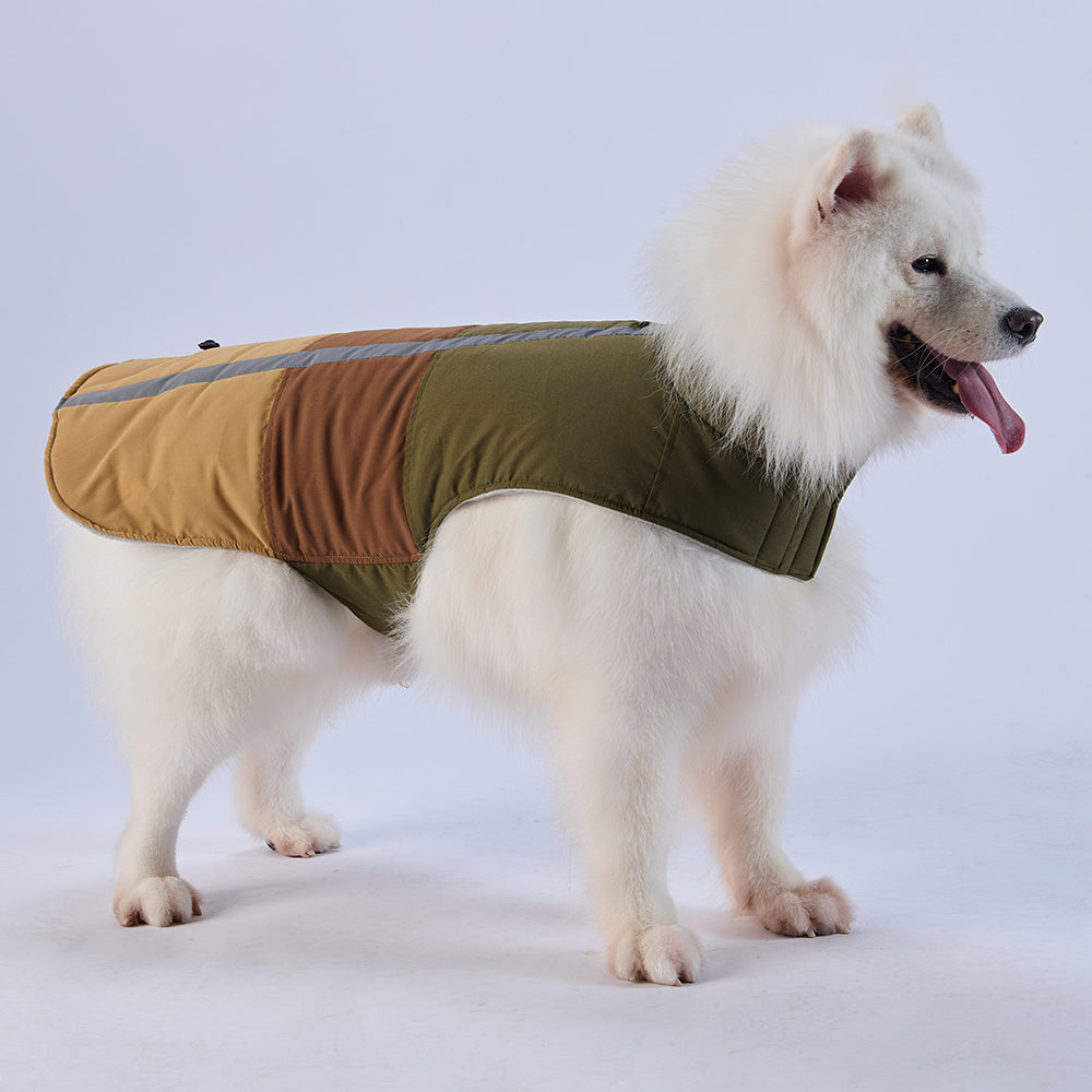 Colorblock Reflective Dog Coat with Fleece Lining