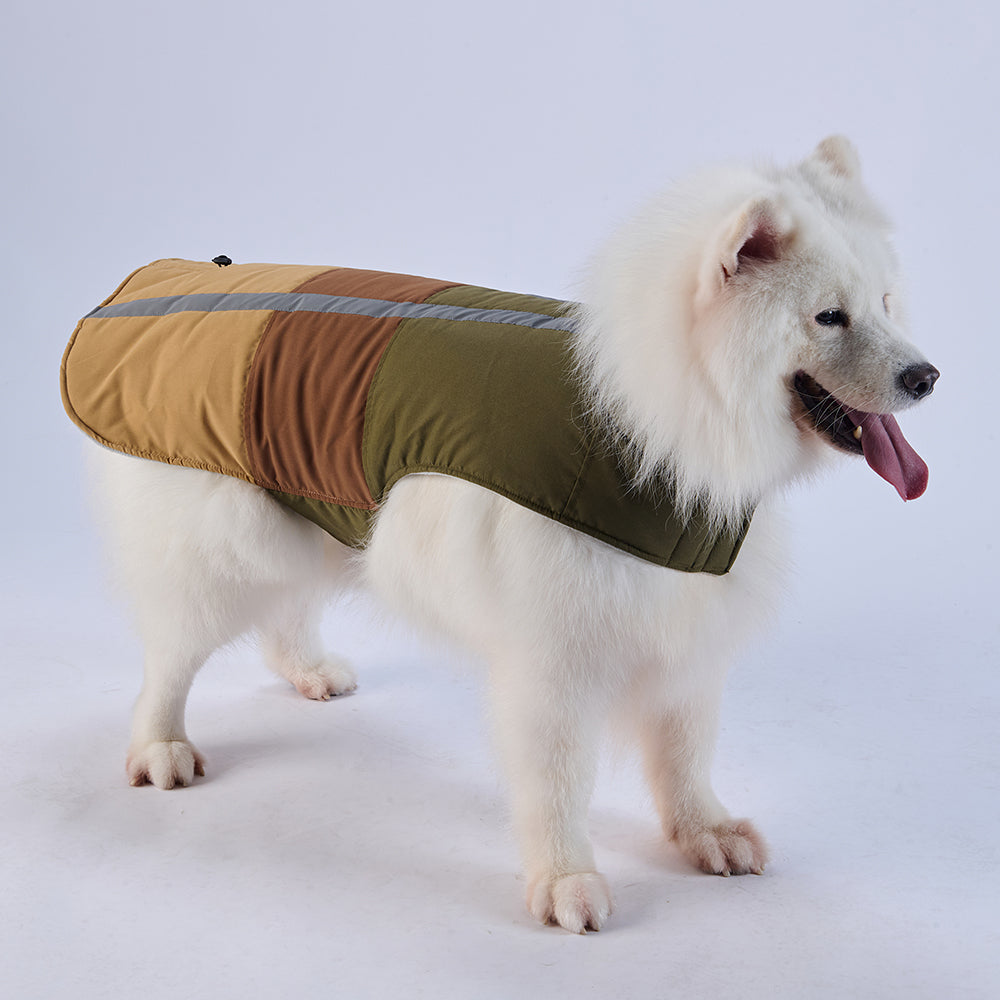 Colorblock Reflective Dog Coat with Fleece Lining